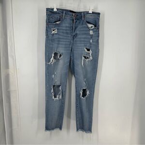 Buckle Black High Rise Ankle Size 30 Frayed Hem Destroyed Jeans